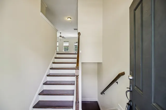 a view of entryway with wooden floor