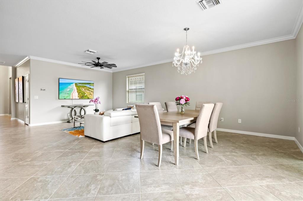 17030 Blue Ridge Place Bradenton, FL 34211 - Photo 14 of 65 a dining room with furniture a chandelier and a rug