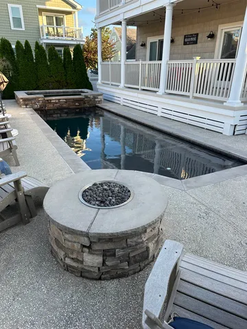 a outdoor space with sitting area