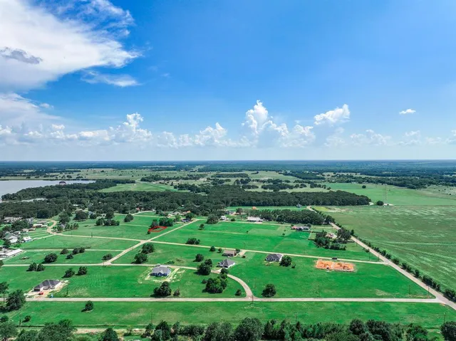 a view of a city with a big yard