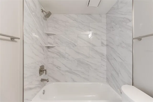 a bathroom with a bathtub