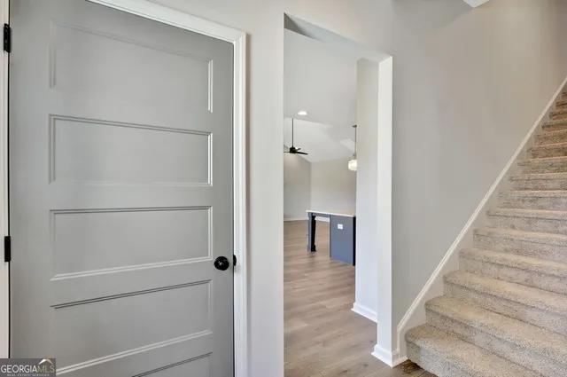 an empty room with windows