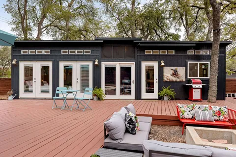 a living room with furniture