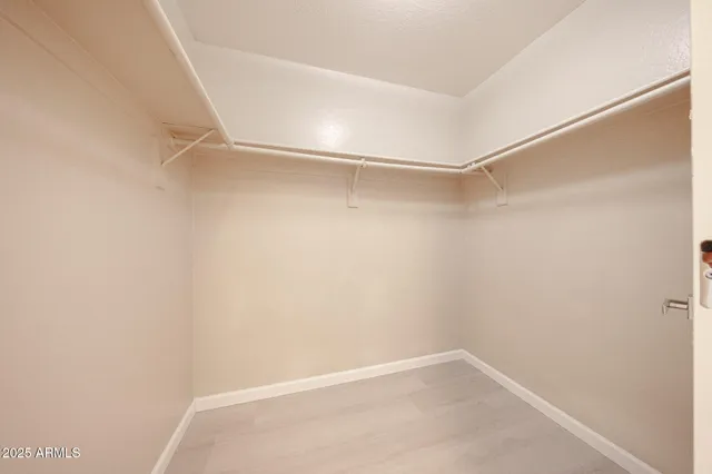 a view of an empty walk in closet
