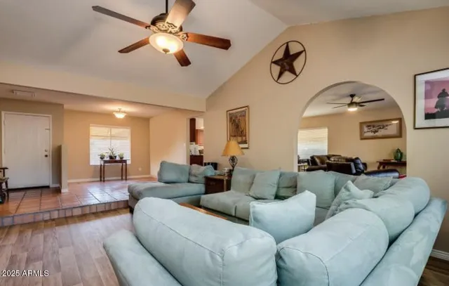 a living room with furniture