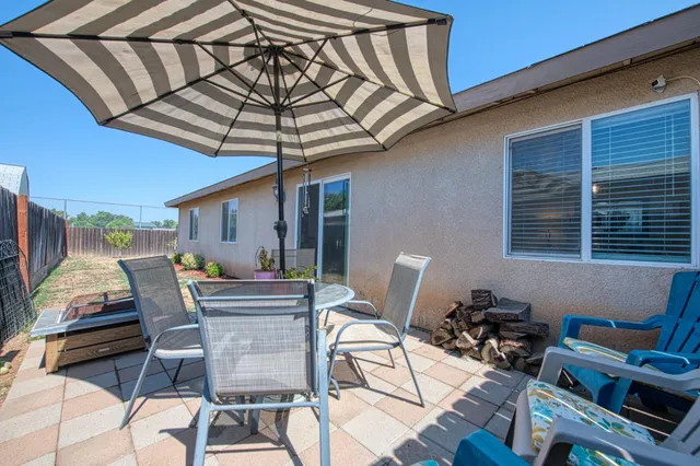 a view of an outdoor space with seating area