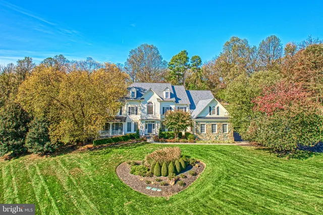a view of a house with a big yard potted plants and large tree