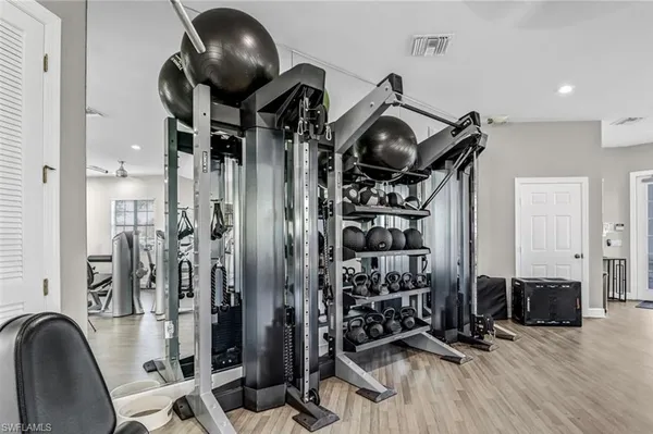 a view of a room with gym equipment