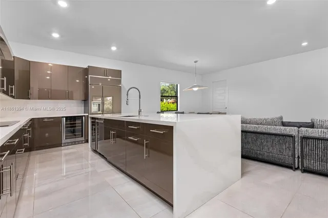 a kitchen with lots of counter top space