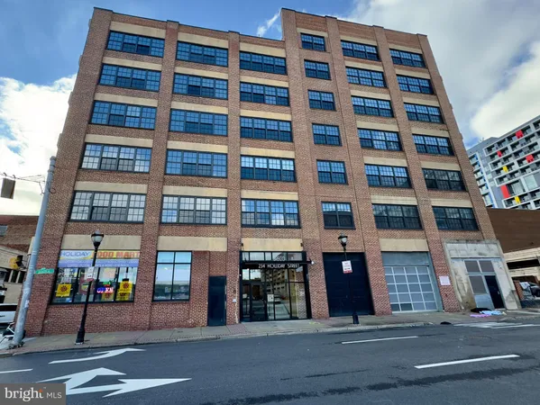 a front view of a multi story building