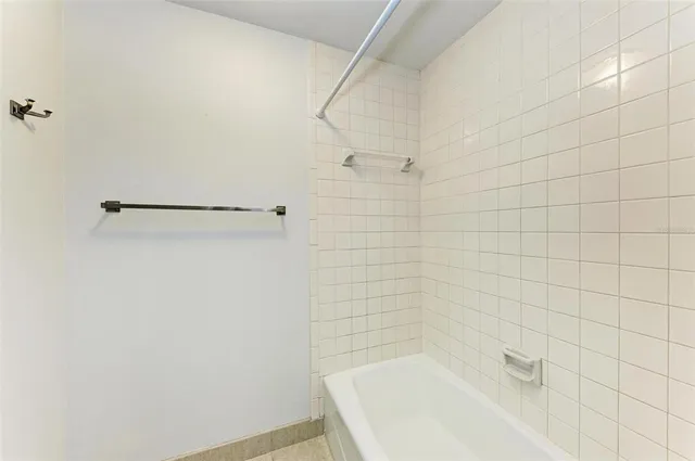 a bathroom with a bathtub