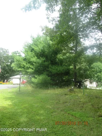 a backyard of a house with lots of green space and garden
