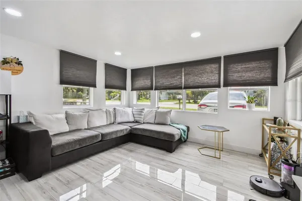 a living room with furniture