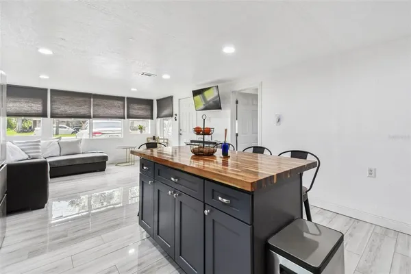 a kitchen with a cabinets and counter space