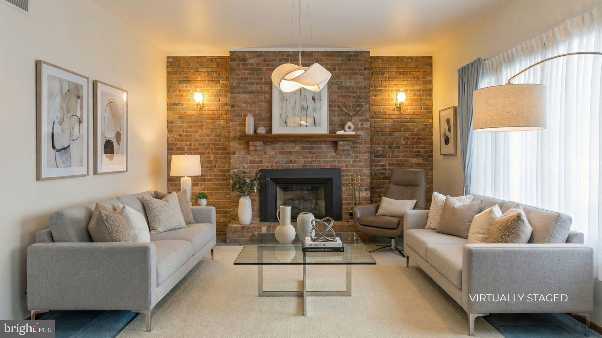 62 Tindall Road Robbinsville, NJ 08691 - Photo 4 of 21 a living room with furniture and a fireplace