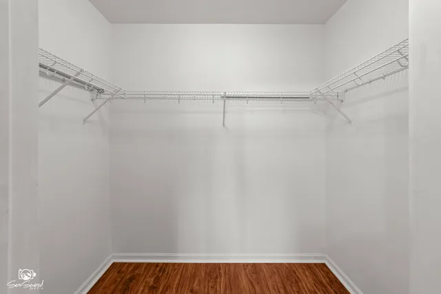 a view of a room with racks on the wall