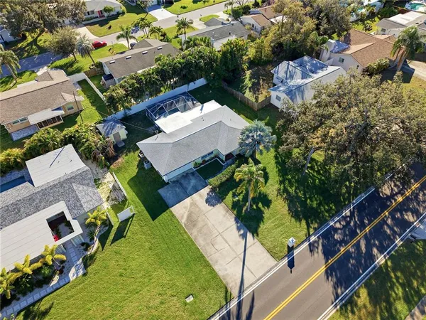 an aerial view of a house
