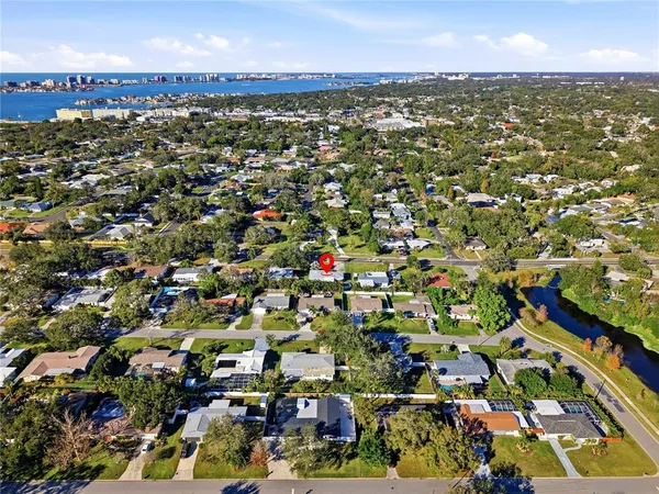 an aerial view of multiple house