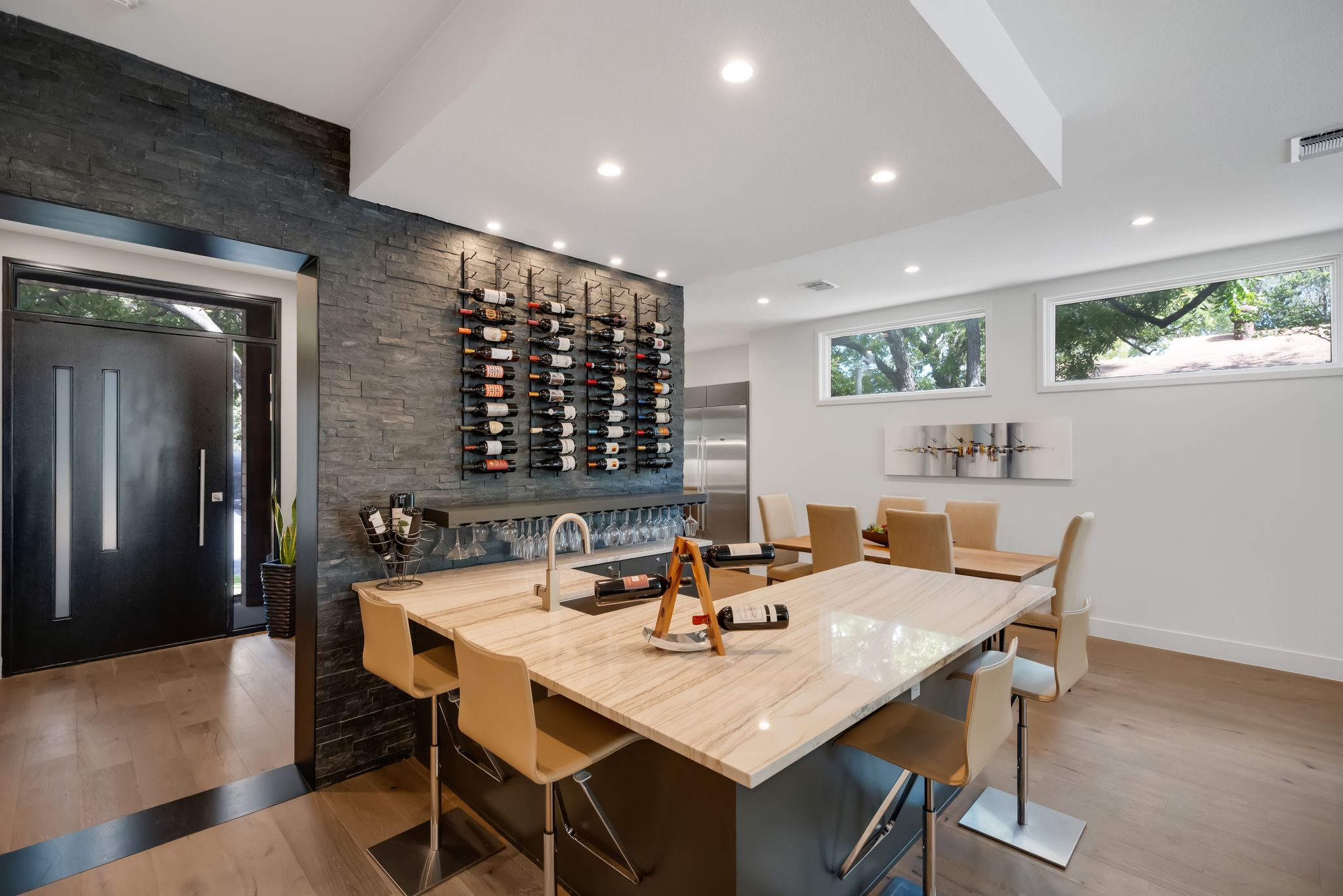 809 Bouldin Avenue Austin, TX 78704 - Photo 9 of 39 Wine room featuring light wood-style floors and recessed lighting