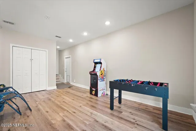 a living room with furniture