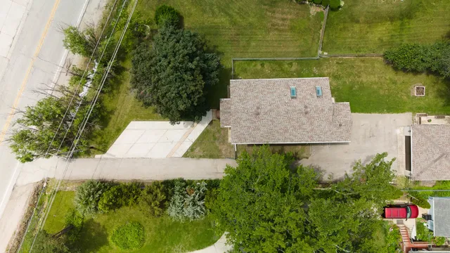 an aerial view of a house