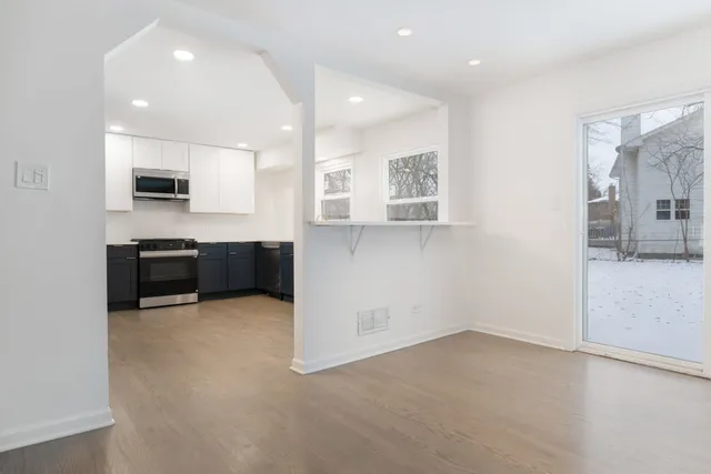 a view of kitchen and microwave