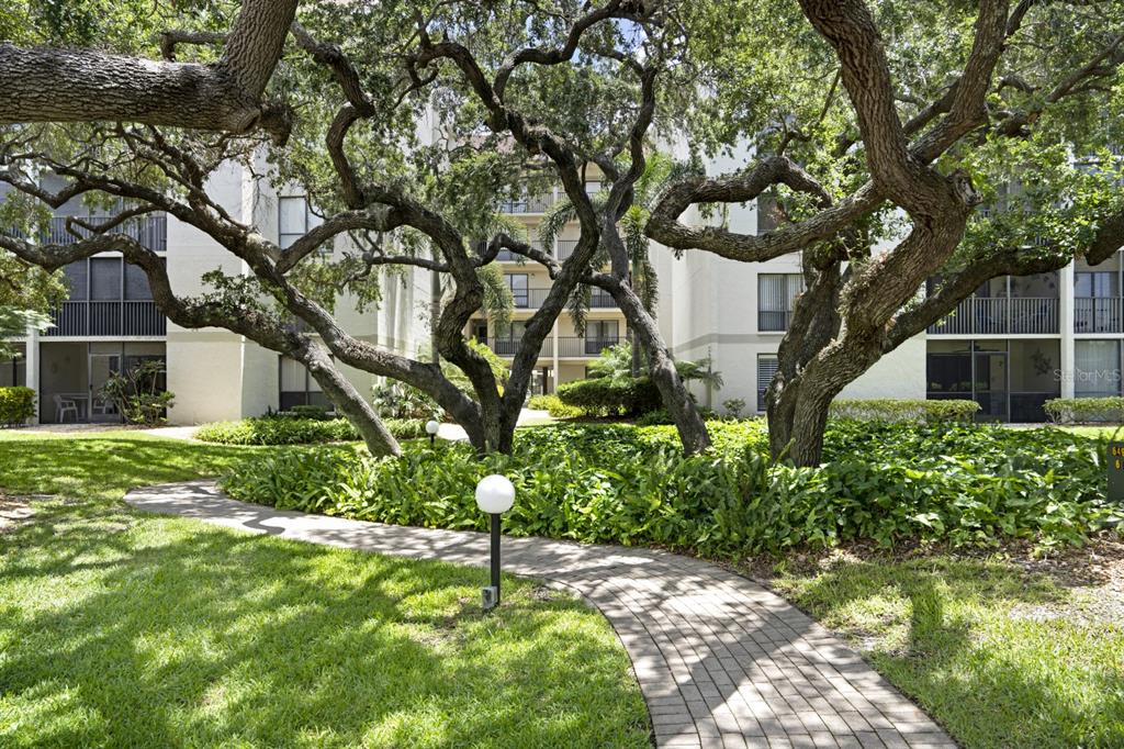 6157 Midnight Pass Road, Unit E22 Sarasota, FL 34242 - Photo 40 of 48 a backyard of a house with lots of green space