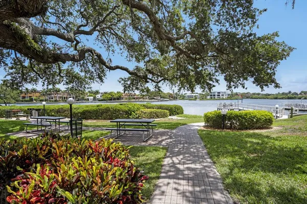 a view of a lake with outdoor space