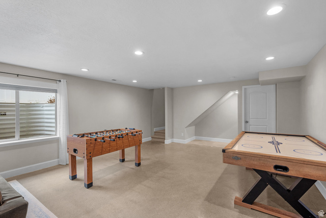 1896 West 800 North Mapleton, UT 84663 - Photo 29 of 55 Rec room featuring recessed lighting and baseboards