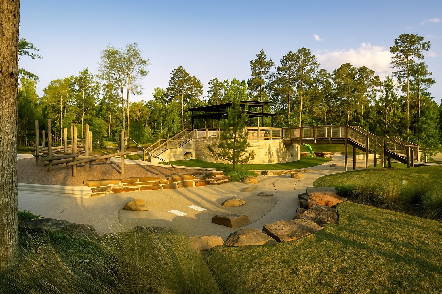 107 Yellow Perch Way Conroe, TX 77318 - Photo 42 of 44 Scenic outdoor community space at The Woodlands Hills featuring natural surroundings, walking paths, and areas designed for relaxation and enjoyment.