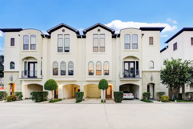 a front view of multiple houses