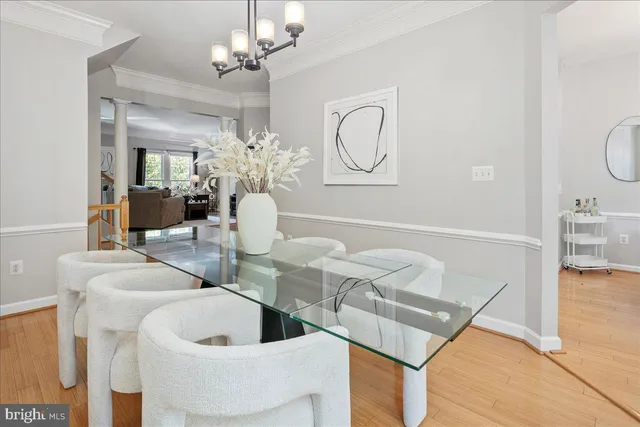 a view of a wooden deck with a trees