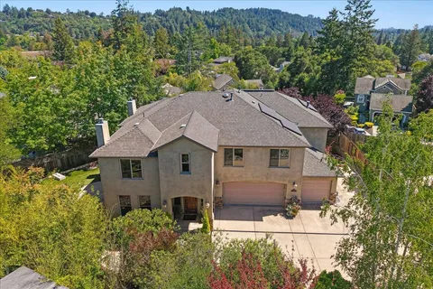 an aerial view of a house