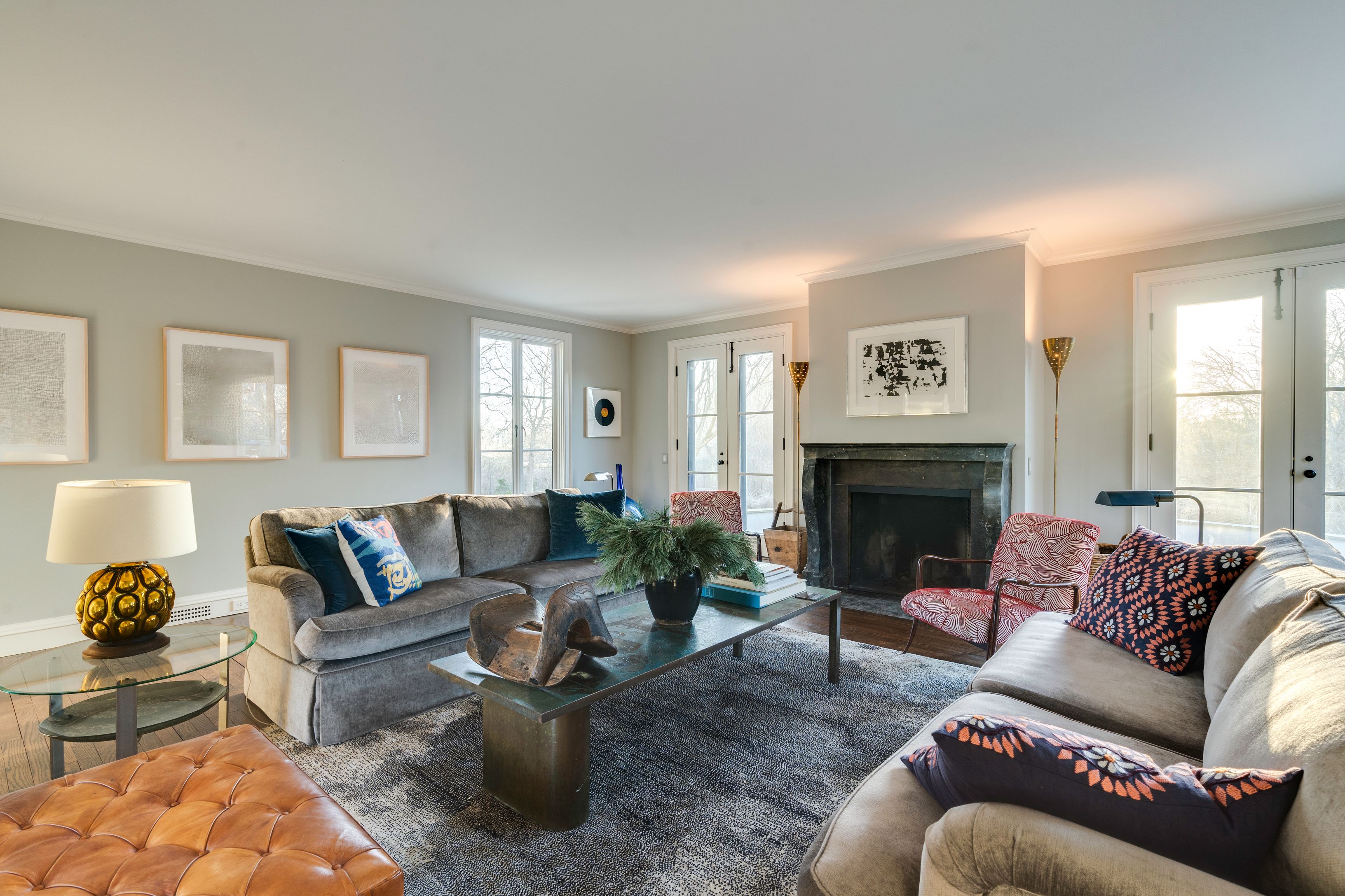 153 Egypt Lane East Hampton, NY 11937 - Photo 9 of 47 a living room with furniture and a fireplace