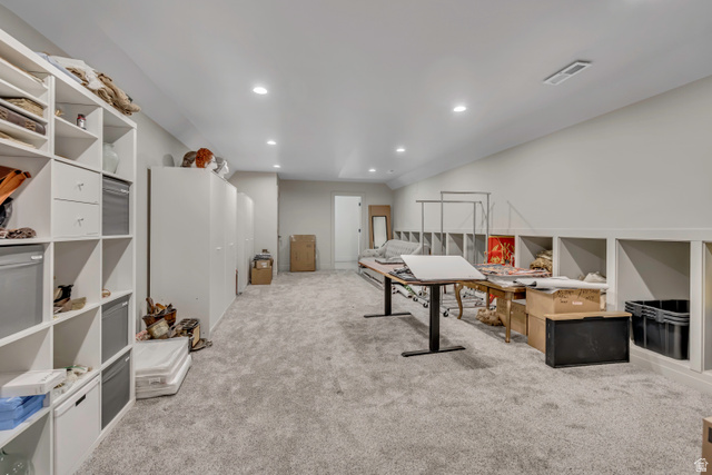 1720 Hillcrest Circle Mapleton, UT 84664 - Photo 88 of 116 Game room with light carpet and recessed lighting