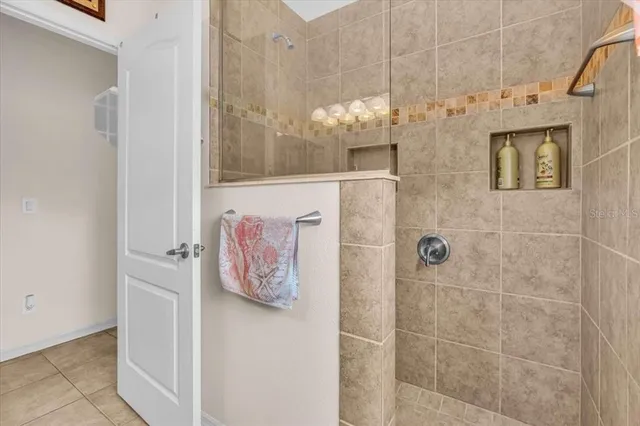 a bathroom with a mirror