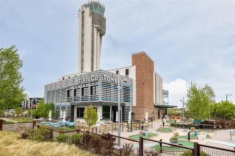 a front view of a building with street view