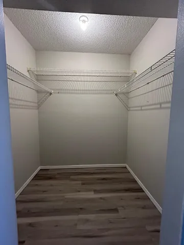 a view of an empty walk in closet