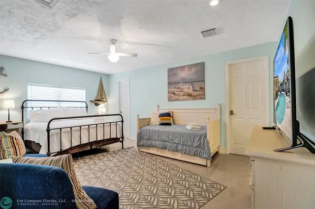 a bedroom with furniture and a flat screen tv