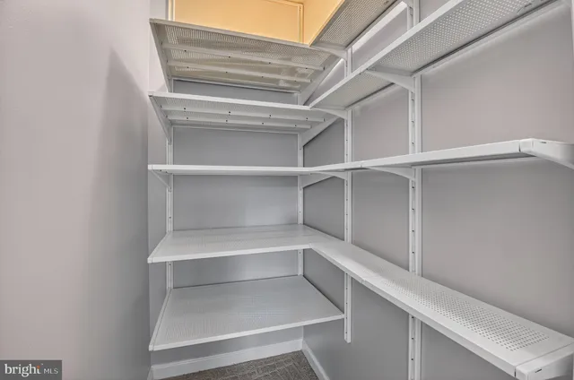 a view of an empty walk in closet
