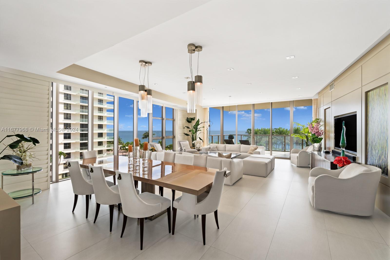 9705 Collins Avenue, Unit 501N Bal Harbour, FL 33154 - Photo 2 of 30 a view of a dining room with furniture window and outside view