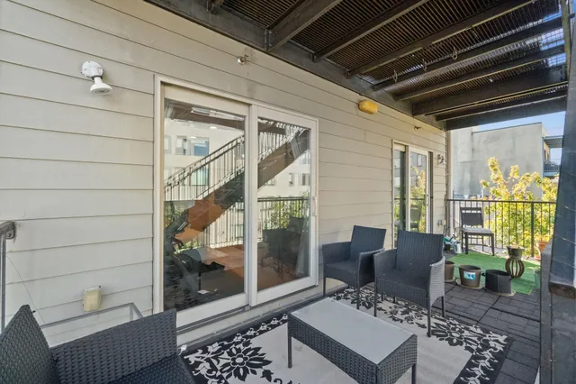 a outdoor living space with furniture