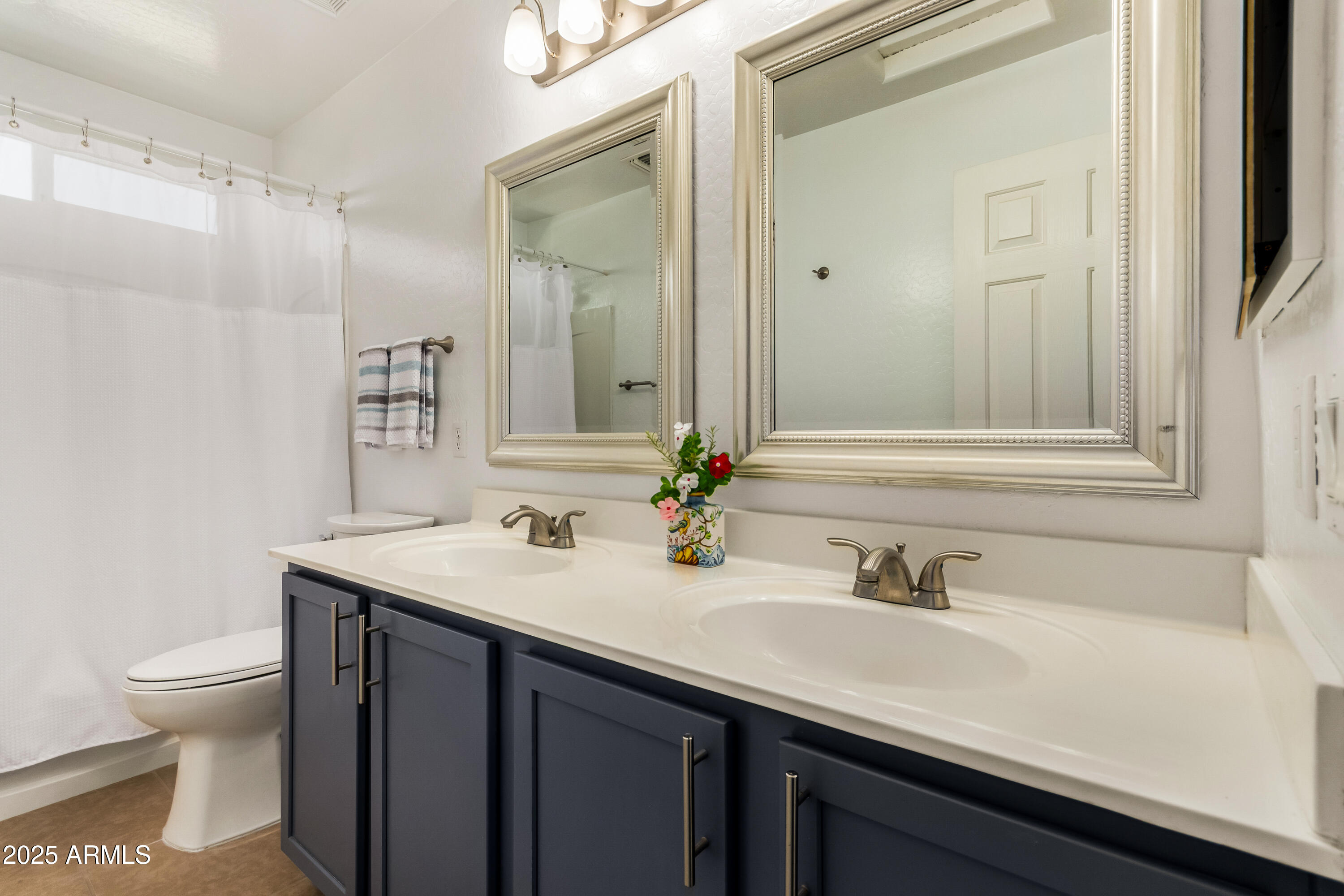 4586 East Silverbell Road San Tan Valley, AZ 85143 - Photo 22 of 32 a bathroom with a sink a toilet and a mirror