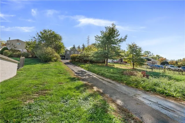 a view of a grassy field with trees