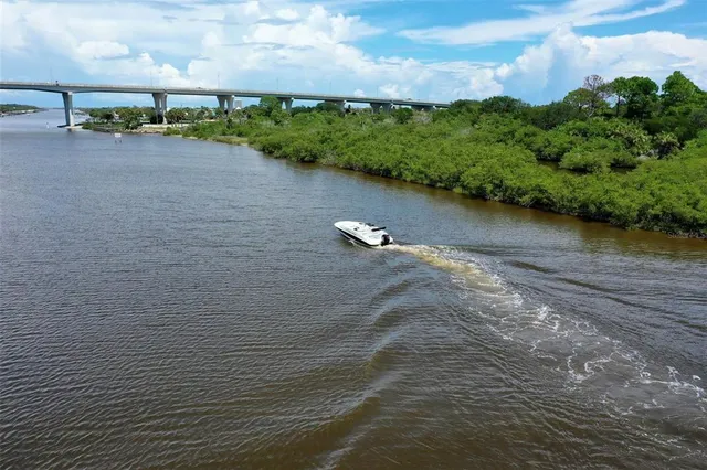 a view of a lake with houses