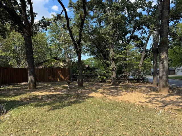 a view of a yard with trees