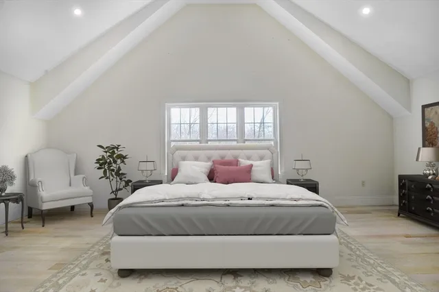 a view of an empty room with empty shelves