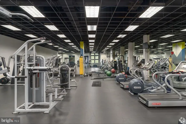 a view of a room with gym equipment