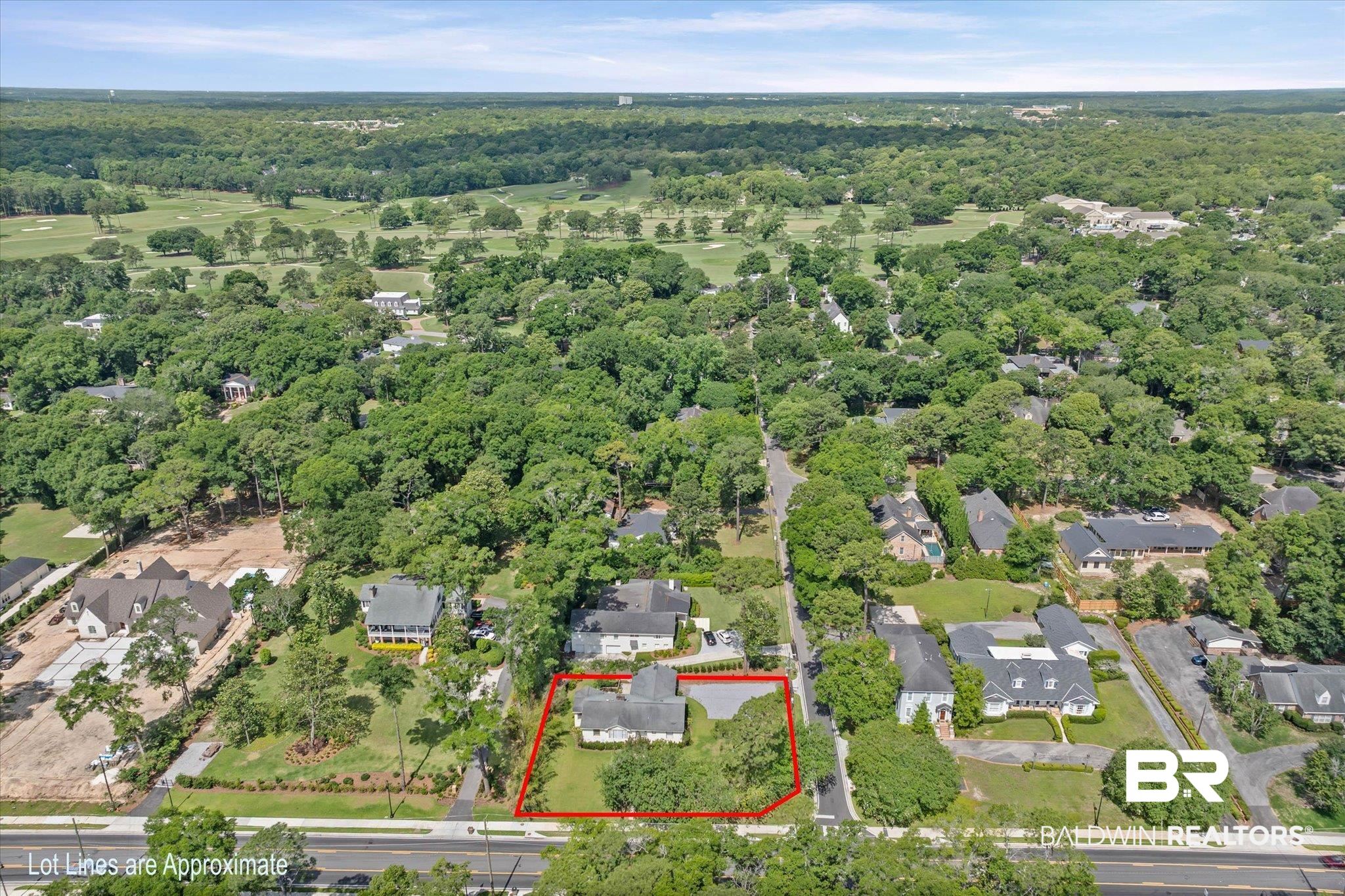 4 Turnout Lane Mobile, AL 36608 - Photo 46 of 53 Aerial perspective showcasing a residential property with a red boundary outline