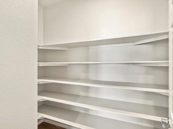 a view of small space with racks on the wall